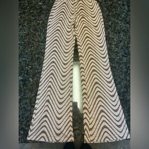 Urban Outfitters UO Bryn Pull-On Flare Pants Brown Waves, Small